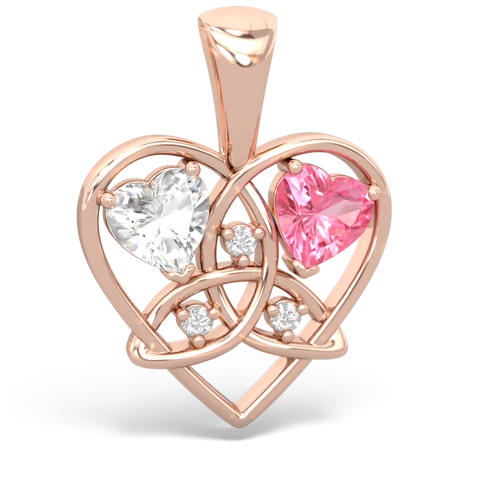 white topaz-pink sapphire celtic heart pendant