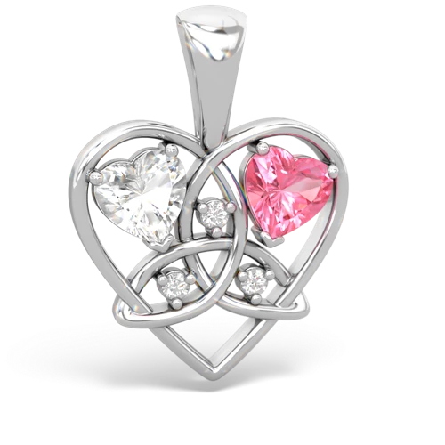 white topaz-pink sapphire celtic heart pendant