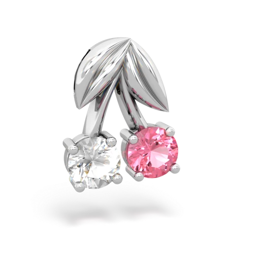 white topaz-pink sapphire cherries pendant