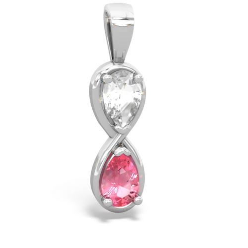 white topaz-pink sapphire infinity pendant