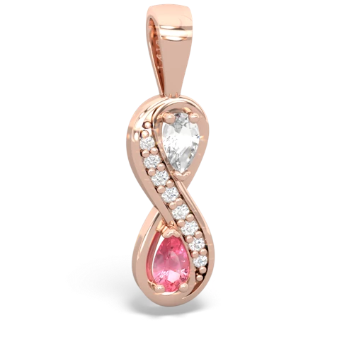 white topaz-pink sapphire keepsake infinity pendant