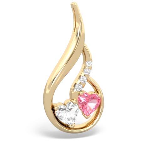 white topaz-pink sapphire keepsake swirl pendant