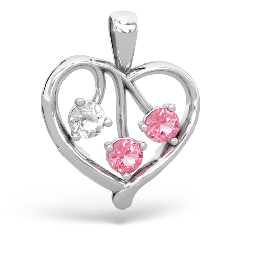White Topaz Genuine White Topaz with Lab Created Pink Sapphire and Genuine Black Onyx Glowing Heart pendant Pendant