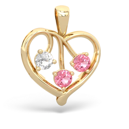 white topaz-pink sapphire love heart pendant