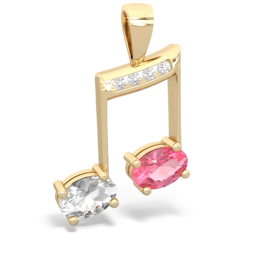 white topaz-pink sapphire music notes pendant