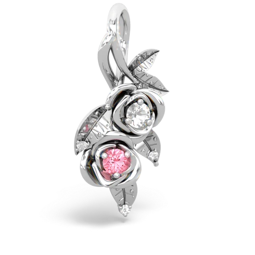 white topaz-pink sapphire rose vine pendant