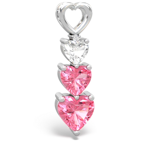 white topaz-pink sapphire three stone pendant