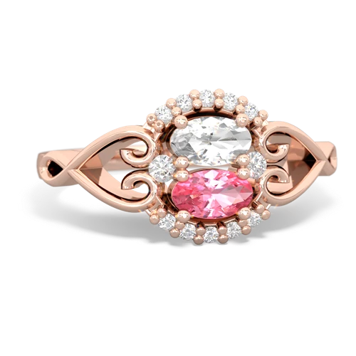 white topaz-pink sapphire antique keepsake ring