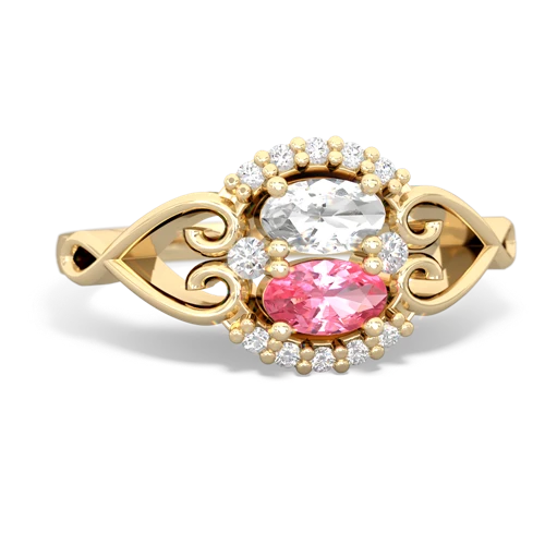 white topaz-pink sapphire antique keepsake ring