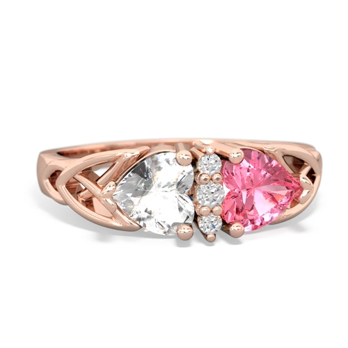 white topaz-pink sapphire celtic ring