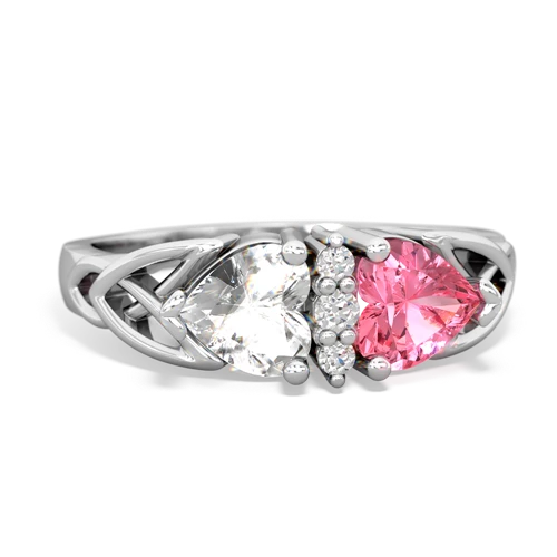 white topaz-pink sapphire celtic ring