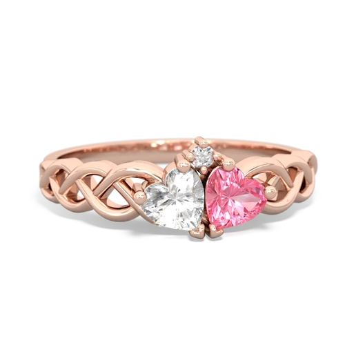 white topaz-pink sapphire celtic braid ring