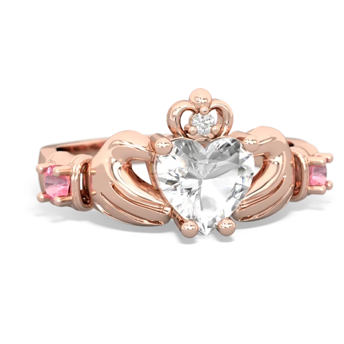 White Topaz Genuine White Topaz with Lab Created Pink Sapphire and Genuine Sapphire Claddagh ring Ring