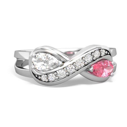 white topaz-pink sapphire diamond infinity ring