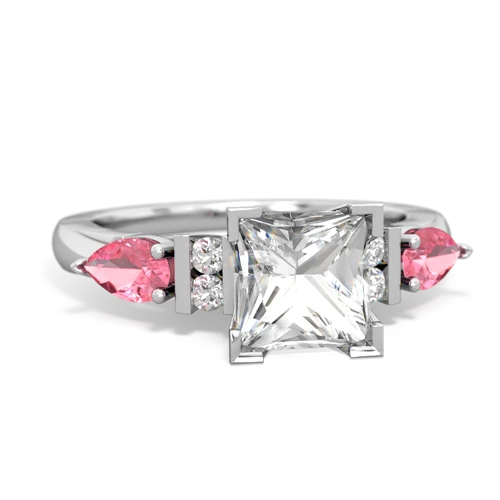 white topaz-pink sapphire engagement ring