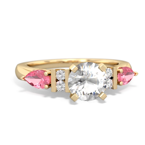 White Topaz Genuine White Topaz with Lab Created Pink Sapphire and Genuine Sapphire Engagement ring Ring