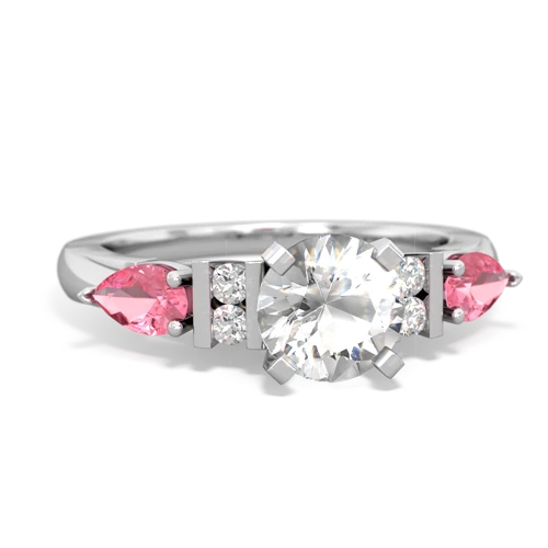 white topaz-pink sapphire engagement ring