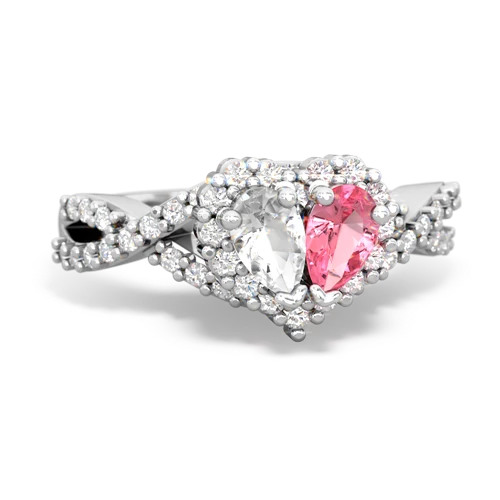 white topaz-pink sapphire engagement ring