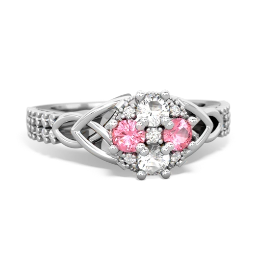 white topaz-pink sapphire engagement ring