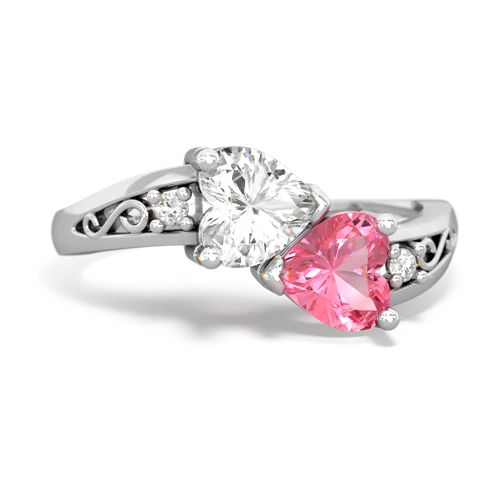 white topaz-pink sapphire filligree ring