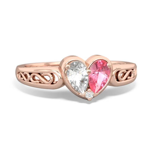 white topaz-pink sapphire filligree ring