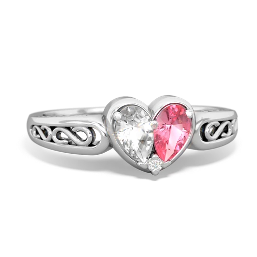 white topaz-pink sapphire filligree ring