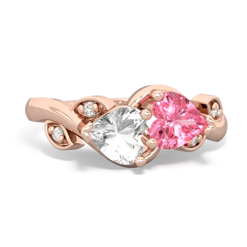 white topaz-pink sapphire floral keepsake ring