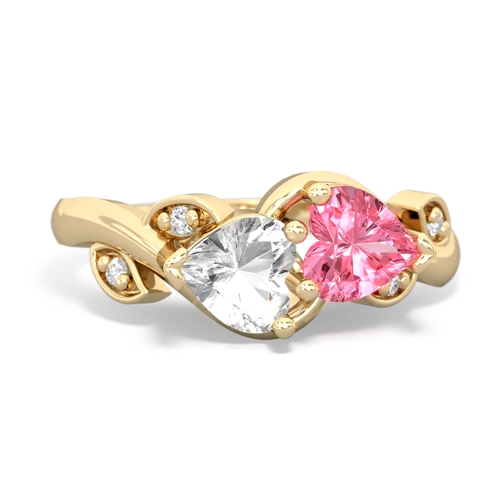 white topaz-pink sapphire floral keepsake ring