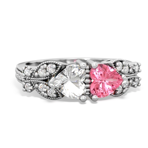 white topaz-pink sapphire keepsake butterfly ring