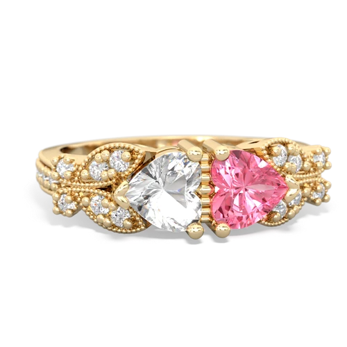 white topaz-pink sapphire keepsake butterfly ring