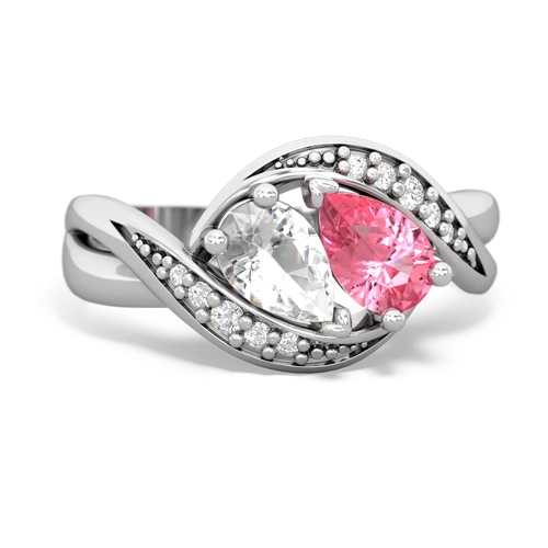 white topaz-pink sapphire keepsake curls ring