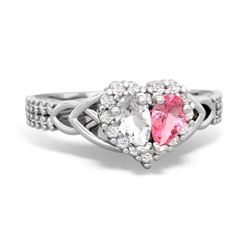 white topaz-pink sapphire keepsake engagement ring
