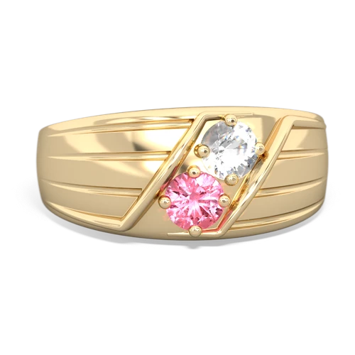 white topaz-pink sapphire mens ring