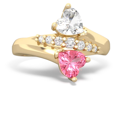 white topaz-pink sapphire modern ring