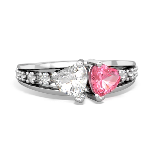 white topaz-pink sapphire modern ring