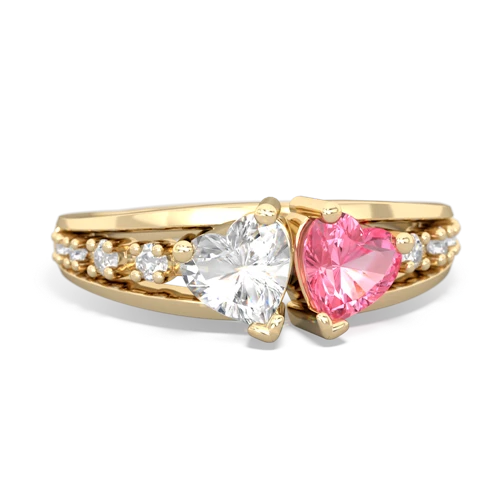 white topaz-pink sapphire modern ring