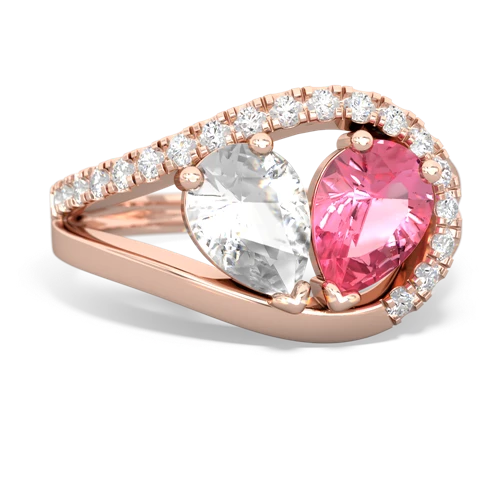 white topaz-pink sapphire pave heart ring