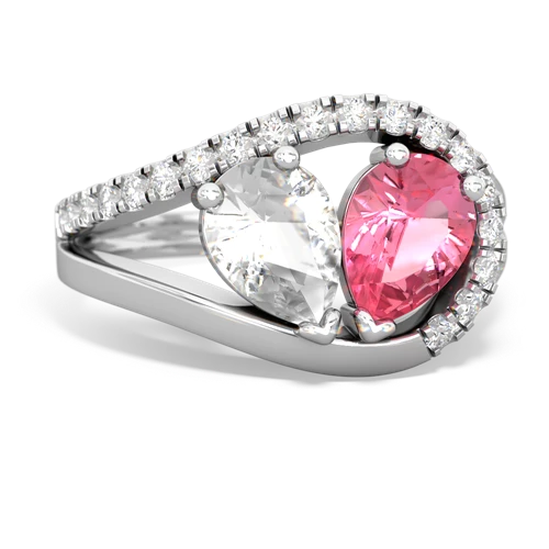white topaz-pink sapphire pave heart ring
