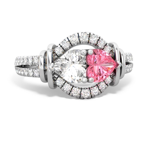 white topaz-pink sapphire pave keepsake ring