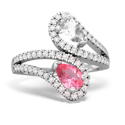 white topaz-pink sapphire pave swirls ring