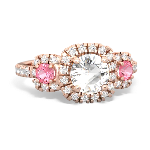 White Topaz Genuine White Topaz with Lab Created Pink Sapphire and Genuine Sapphire Regal Halo ring Ring