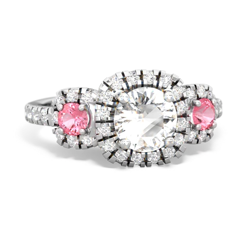 white topaz-pink sapphire three stone regal ring