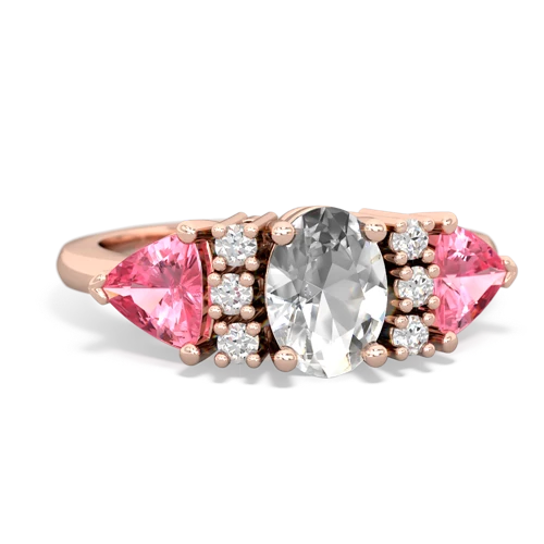 White Topaz Genuine White Topaz with Lab Created Pink Sapphire and Genuine Sapphire Antique Style Three Stone ring Ring