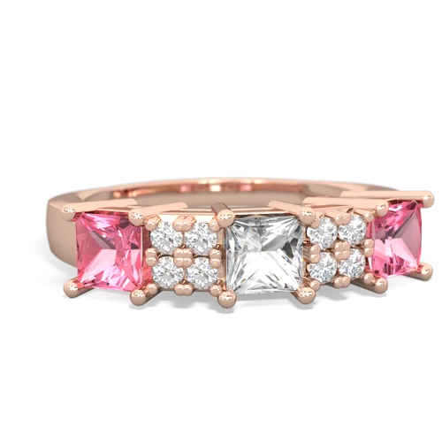 White Topaz Genuine White Topaz with Lab Created Pink Sapphire and Genuine Sapphire Three Stone ring Ring