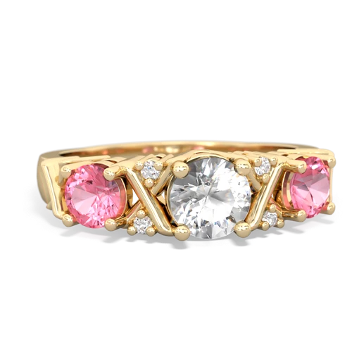 White Topaz Genuine White Topaz with Lab Created Pink Sapphire and Genuine Sapphire Hugs and Kisses ring Ring