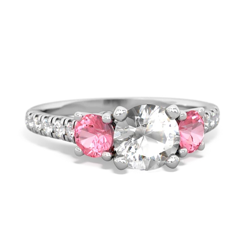 White Topaz Genuine White Topaz with Lab Created Pink Sapphire and Genuine Sapphire Pave Trellis ring Ring