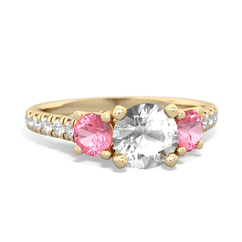 white topaz-pink sapphire trellis pave ring