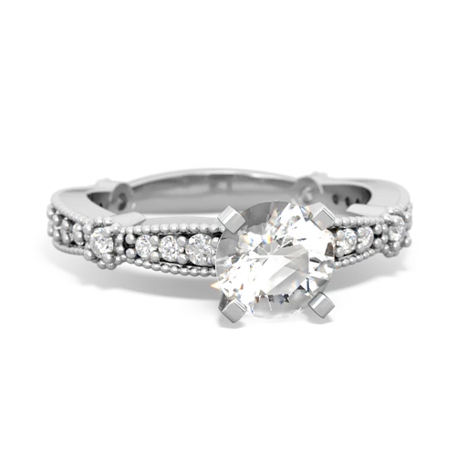 white topaz antique engagement ring