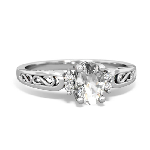 white topaz filligree ring