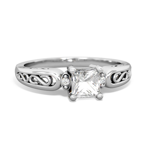 white topaz filligree ring